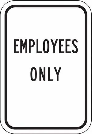LYLE FA-004-BW-12HA Rflctv Employee&Visitor Sign,18x12in,Alu, FA-004-BW-12HA