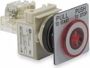 SCHNEIDER ELECTRIC 9001SKR9P1RH13 Illuminated Push Button, 30 mm, 1NO/1NC, Red