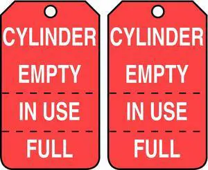 ACCUFORM MGT206PTP Cylinder Tag, Status Alert, Plastic, 5 3/4 in H x 3 1/4 in
