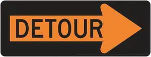 LYLE M4-10R-48HA Detour Right Traffic Sign, 18 in Height, 48 in Width,