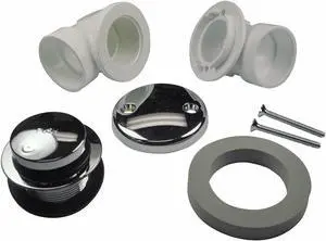 AB&A 60353 Bath Waste & Overflow, PVC with Touch Toe Stopper