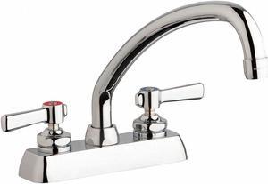 CHICAGO FAUCET W4D-L9E35-369AB Low Arc Kitchen Faucet, Manual, 4" Mount, 2 Hole