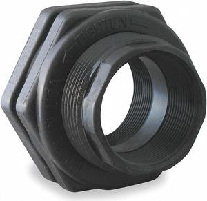BANJO TF150 Bulkhead Tank Fitting, Polypropylene, 1-1/2 in FNPT x 1-1/2 in