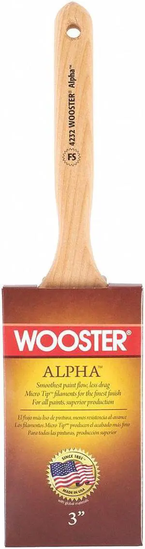 WOOSTER 4232-3 3" Flat Sash Firm, Micro Tip Bristle, Paint Brush, Wood Handle