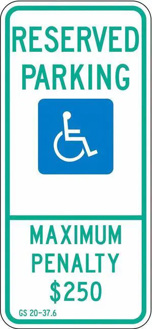 LYLE HC-NC01-12HA Handicap Parking Sign, 12" W, 26" H, English, Aluminum, Blue,