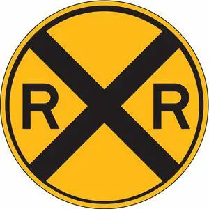 LYLE W10-1-30HA RXR Traffic Sign, 30 in Height, 30 in Width, Aluminum, Circle,