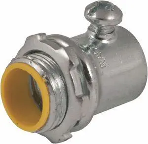 RACO 2123 EMT Grounding Connector, 3/4 in, Set Screw, Steel, Plain, Gray; Yellow