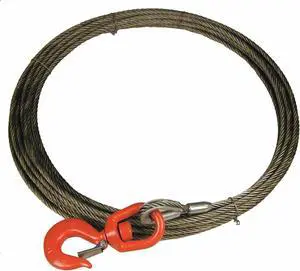 LIFT-ALL 38WISX75 Winch Cable, 3/8 In. x 75 ft., Includes: Swivel Latch Hook