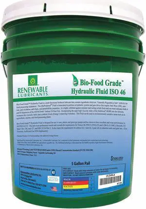 Renewable Lubricants Bio-Food Grade Hydraulic Fluid,5 Gal,46 87134 Renewable Lubricants Bio-Food Grade Hydraulic Fluid,5 Gal,46 87134