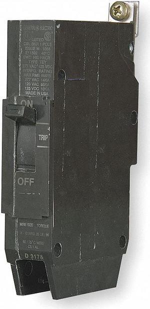 GE TEY125 Molded Case Circuit Breaker, TEY Series, 25A, 1 Pole, 277/480V AC,