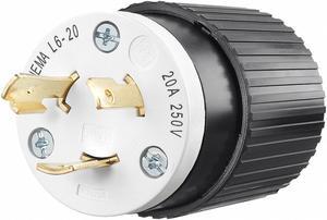 Bryant Locking Plug,Black/Wht,250VAC,2.0 HP,20A  70620NP