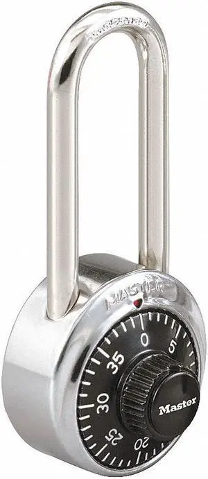 MASTER LOCK 1525LH Combination Padlock, Front, Black/Silver