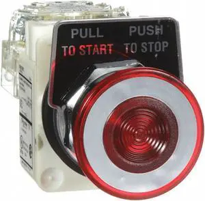SCHNEIDER ELECTRIC 9001KR9P1RH13 Illuminated Push Button, 30 mm, 1NO/1NC, Red