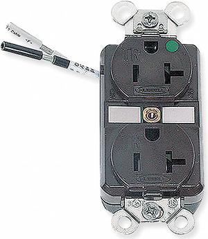 HUBBELL WIRING DEVICE-KELLEMS HBL8300SGA Straight Blade Receptacle, 5-20R, 20