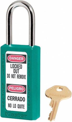 Lockout Padlock, Keyed Different, Teal, 1/4 In. Dia.