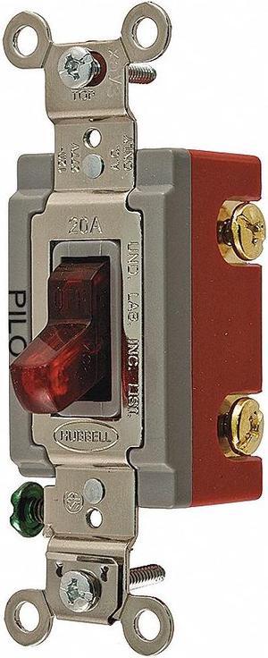 HUBBELL WIRING DEVICE-KELLEMS HBL1223PL Pilot Lite Wall Swtch,3-Way,120/277V,20A