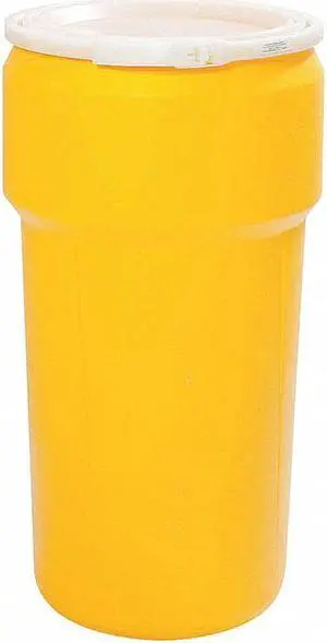 EAGLE MFG 1623 Open Head Transport Drum, Polyethylene, 20 gal, Unlined, Yellow
