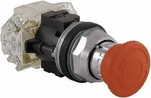SCHNEIDER ELECTRIC 9001KR16H2 Non-Illuminated Push Button, 30 mm, 2NO/2NC, Red