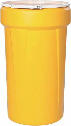 EAGLE MFG 1655 Open Head Transport Drum, Polyethylene, 55 gal, Unlined, Yellow