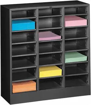 TENNSCO 4075BK Literature Sorter 21 Compartments, 30-5/8"W x 11-1/2"D Black