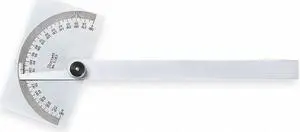 Starrett Steel Protractor,  Rectangular Head,  Yes,  0° to 180°,  6" Length