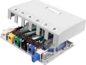 HUBBELL PREMISE WIRING HSB6W Surface Mount Box,6 Ports,White