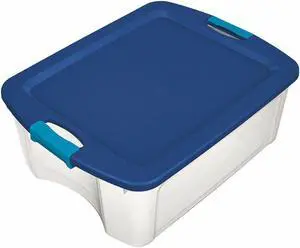 Sterilite Clear/Blue, 13-5/8"H x 23-5/8"L x 18-5/8"W, 1EA Polypropylene 14469606