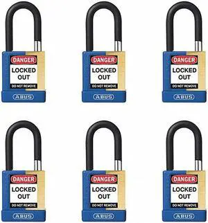 Abus Alike-Keyed Padlock, Open Shackle Type, 1-1/2" Shackle Height, Blue  20193