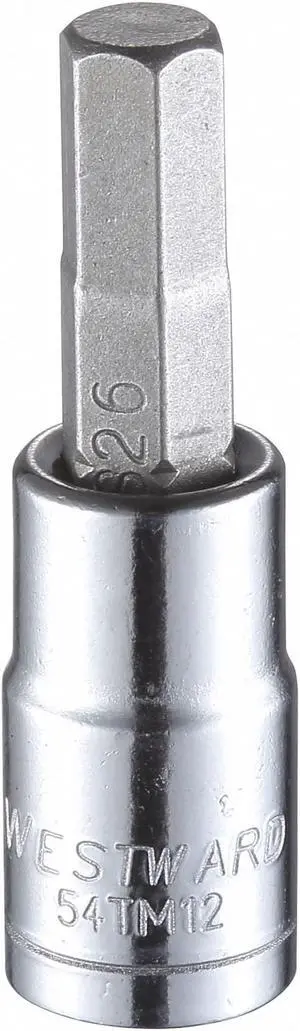 WESTWARD 54TM12 6mm Tip, Metric Hex Socket Bit, 1-1/2" L