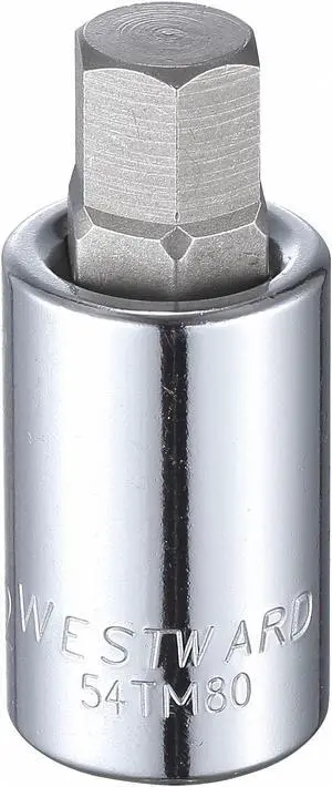 WESTWARD 54TM80 1/2" Tip, 2-1/4 L Hex Socket Bit