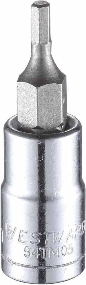 WESTWARD 54TM05 1/4 in Drive Hex Socket Bit Metric 2.5 mm Tip, 1 3/4 in L