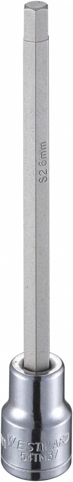 WESTWARD 54TM37 3/8" Dr., 4-13/16" L Hex Socket Bit, 6mm Tip