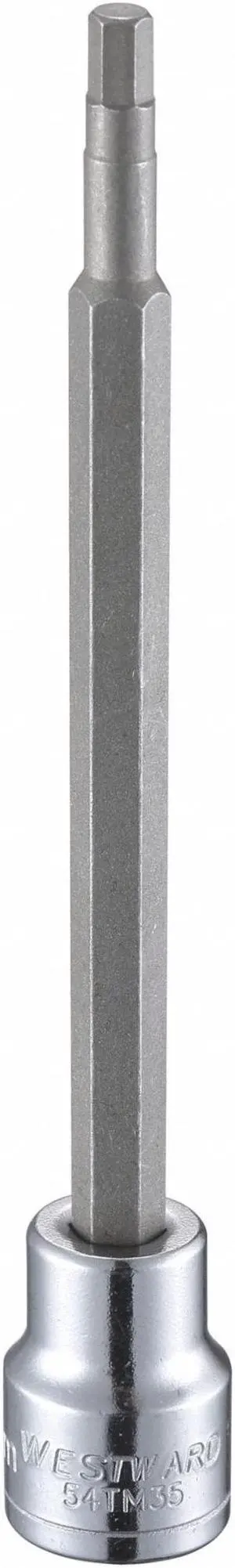 WESTWARD 54TM35 3/8 in Drive Hex Socket Bit Metric 4 mm Tip, 4 13/16 in L