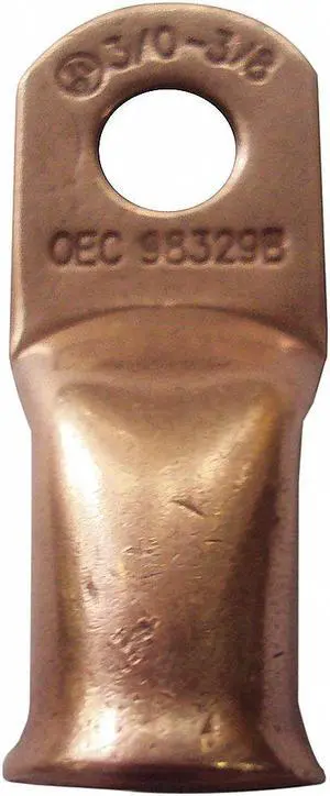 WESTWARD 23YZ07 Lug, 3/0ga, 1/2 In, Copper, Crimp/Solder, PK2