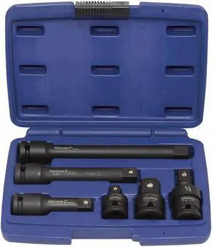 WESTWARD 4PRH6 1/2" Drive Impact Adapter and Extension Set, SAE, 6 pcs, Black