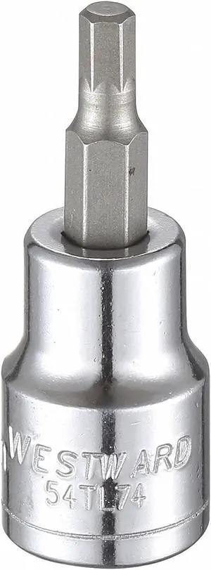 WESTWARD 54TL74 3/8 in Drive Hex Socket Bit Metric 4.5 mm Tip, 1 3/4 in L