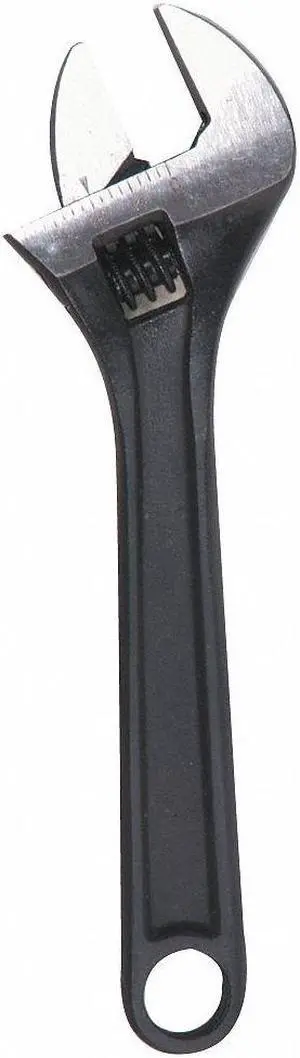 WESTWARD 1NYB4 Adj. Wrench,12",1-11/32" Cap.,Black