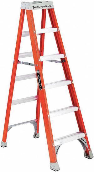 Louisville Fiberglass Heavy Duty Step Ladder 73 3/5" 5-Step Orange FS1506