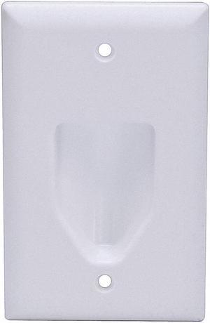 Monoprice 1-Gang Recessed Low Voltage Cable Wall Plate - White
