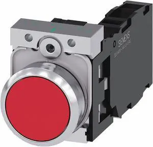 Siemens Push Button,22mm,Red,Metal Bezel  3SU1150-0AB20-1FA0