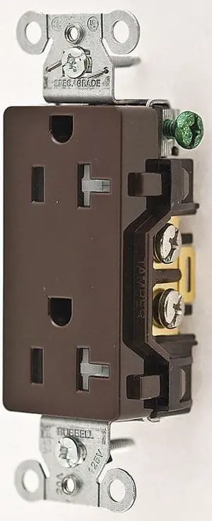 HUBBELL WIRING DEVICE-KELLEMS DR20TR Straight Blade Receptacle, 5-20R, 20 A,