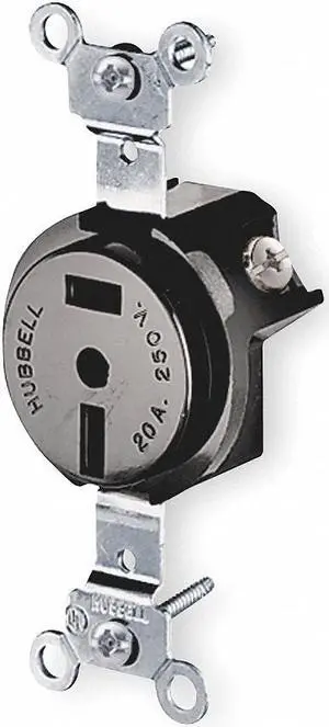 HUBBELL WIRING DEVICE-KELLEMS HBL5552B 20A 2W Single Receptacle 250VAC 2-20R BK