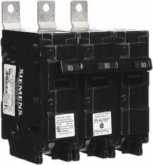 SIEMENS B380 Miniature Circuit Breaker, BL Series, 80A, 3 Pole, 240V AC, 10kA