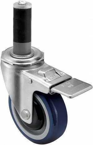 ZORO SELECT 49H627 Swivel Stem Caster w/Brake,3 in.,250 lb.