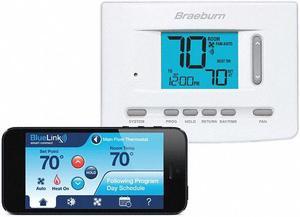 Braeburn Low Voltage Thermostat, Stages Cool 2, Stages Heat 3 White  7205