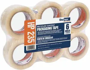 Polypropylene Carton Sealing Tape, Hot Melt Resin Adhesive, 48mm X 100m, 6 PK