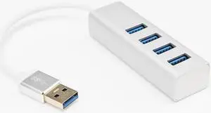 Rocstor Y10A216-S1 Portable 4 Port SuperSpeed Mini USB 3.0 Hub - Aluminum Silver