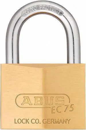 Abus Alike-Keyed Padlock, Open Shackle Type, 1-3/8" Shackle Height, Brass