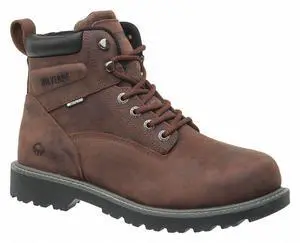 Wolverine 6" Height Men's Work Boots, Steel Toe Type, Dark Brown, Size 9M