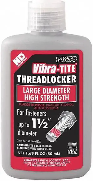 Vibra-tite 146 Series High-Strength Threadlocker, Red Liquid, 50mL Bottle 14650